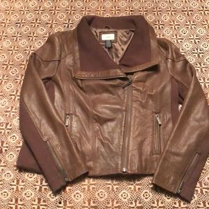 Brown leather jacket Neiman Marcus Exclusive